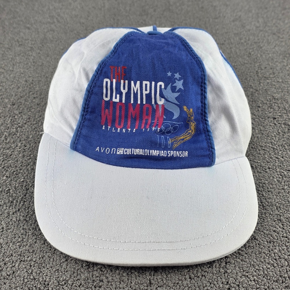 Avon The Olympic Woman Hat Atlanta‎ 1996 Snapback Unisex Blue White Vintage OSFA